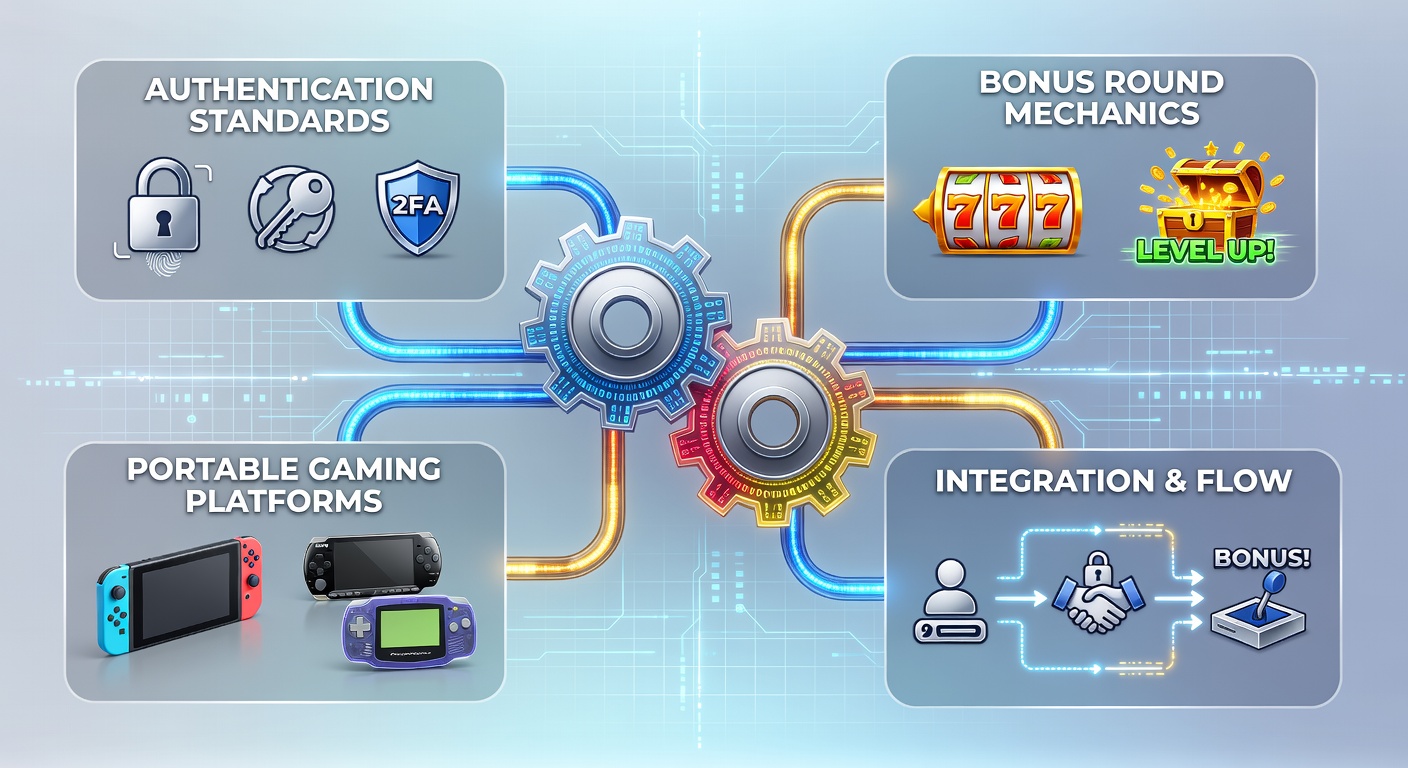 Secure login interfaces connecting to bonus round activations on mobile gaming devices