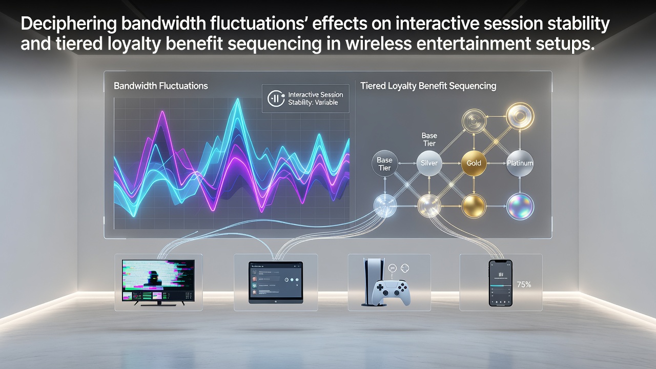 Wireless network diagram showing bandwidth variations impacting mobile entertainment sessions