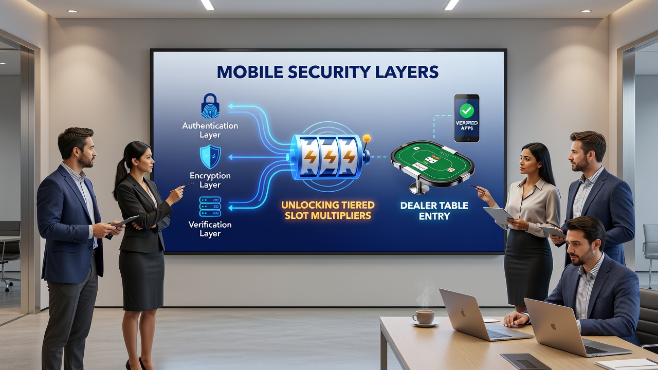 Diagram showing security protocols linking slot multipliers to live dealer table entry