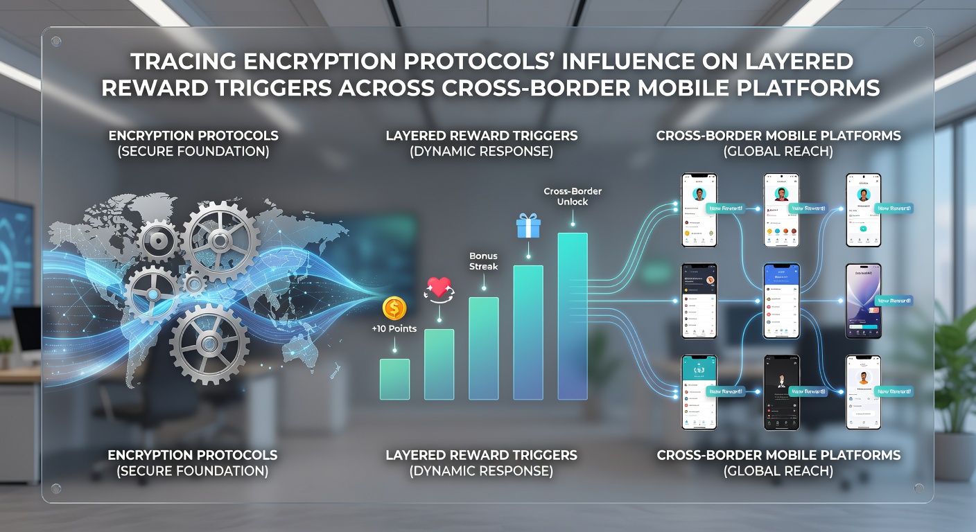 Mobile platform interface showing secure reward layers protected by encryption