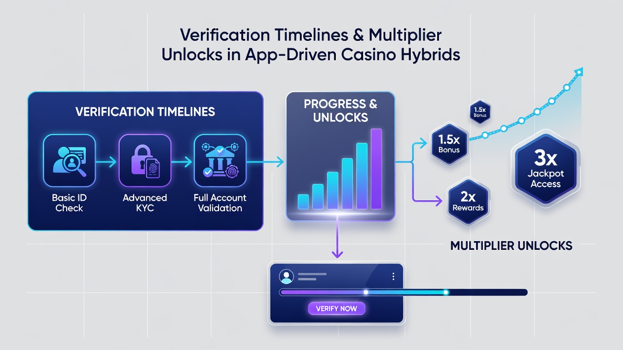 Data visualization of verification timelines versus multiplier unlock rates in casino apps